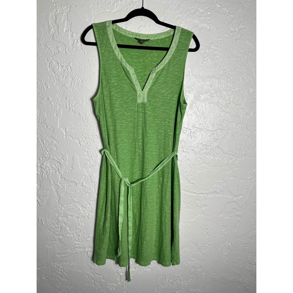 Tommy Bahama Green Sleeveless Tie Waist Knit‎ Dress Women's Large 100% Cotton
